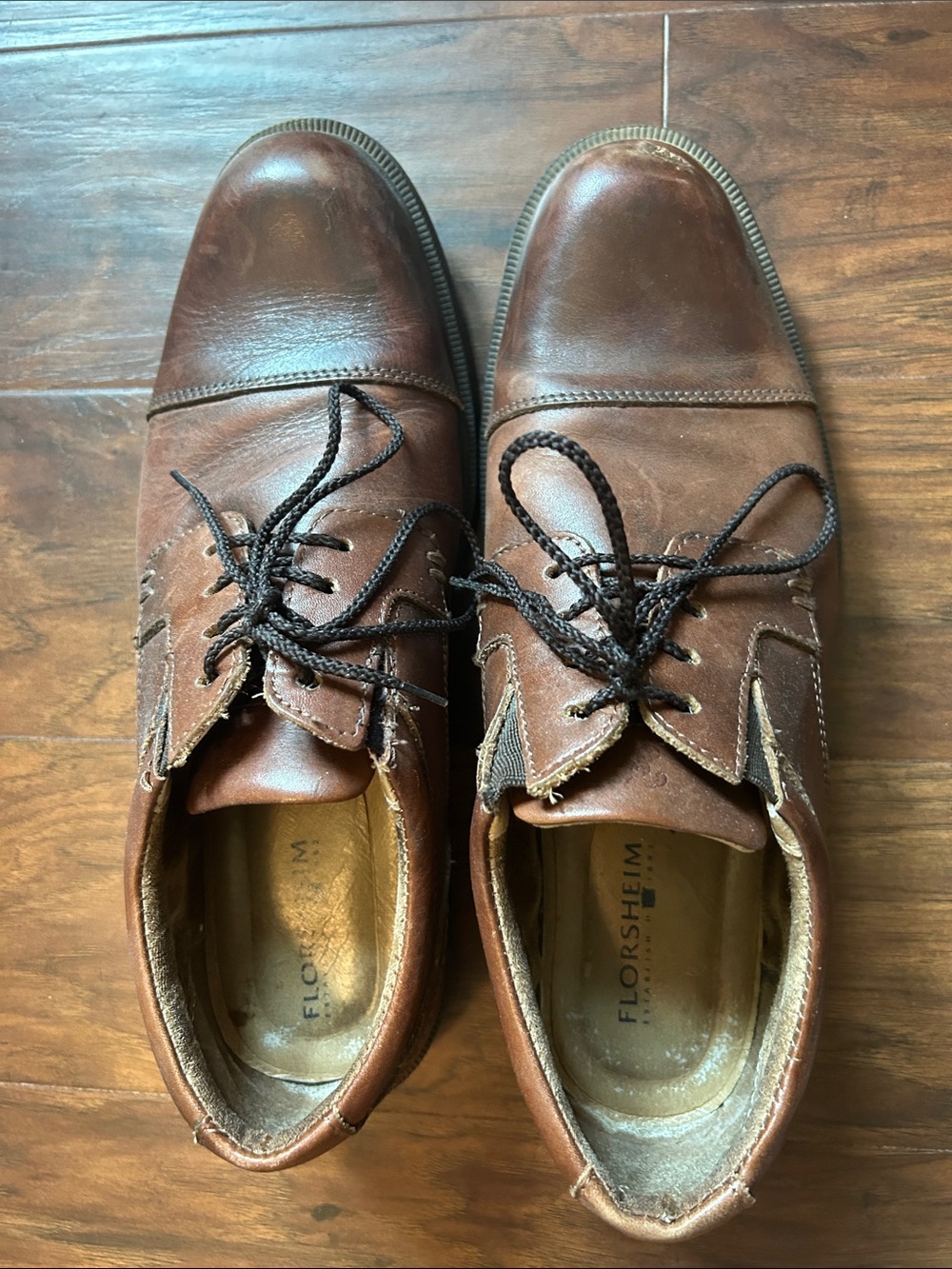 Florsheim Brown Leather Cap-Toe Lace-Up Oxfords